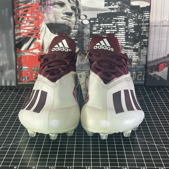 Adidas Adizero 21 Football Cleats Maroon White Men's Size 12 US FY8350 NEW - Picture 2 of 12